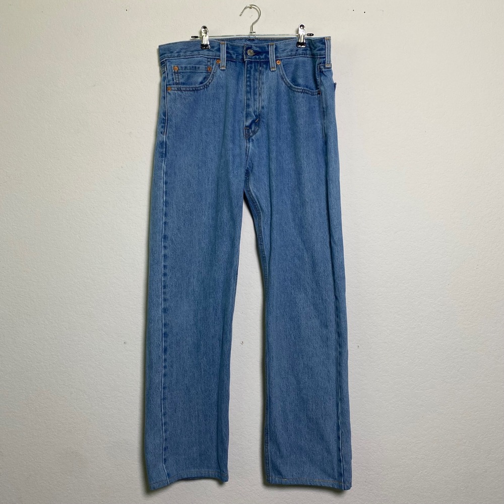Levis 505 Tailored 33x28 Mens Light Wash Denim Jeans Straight Fit Casual‎